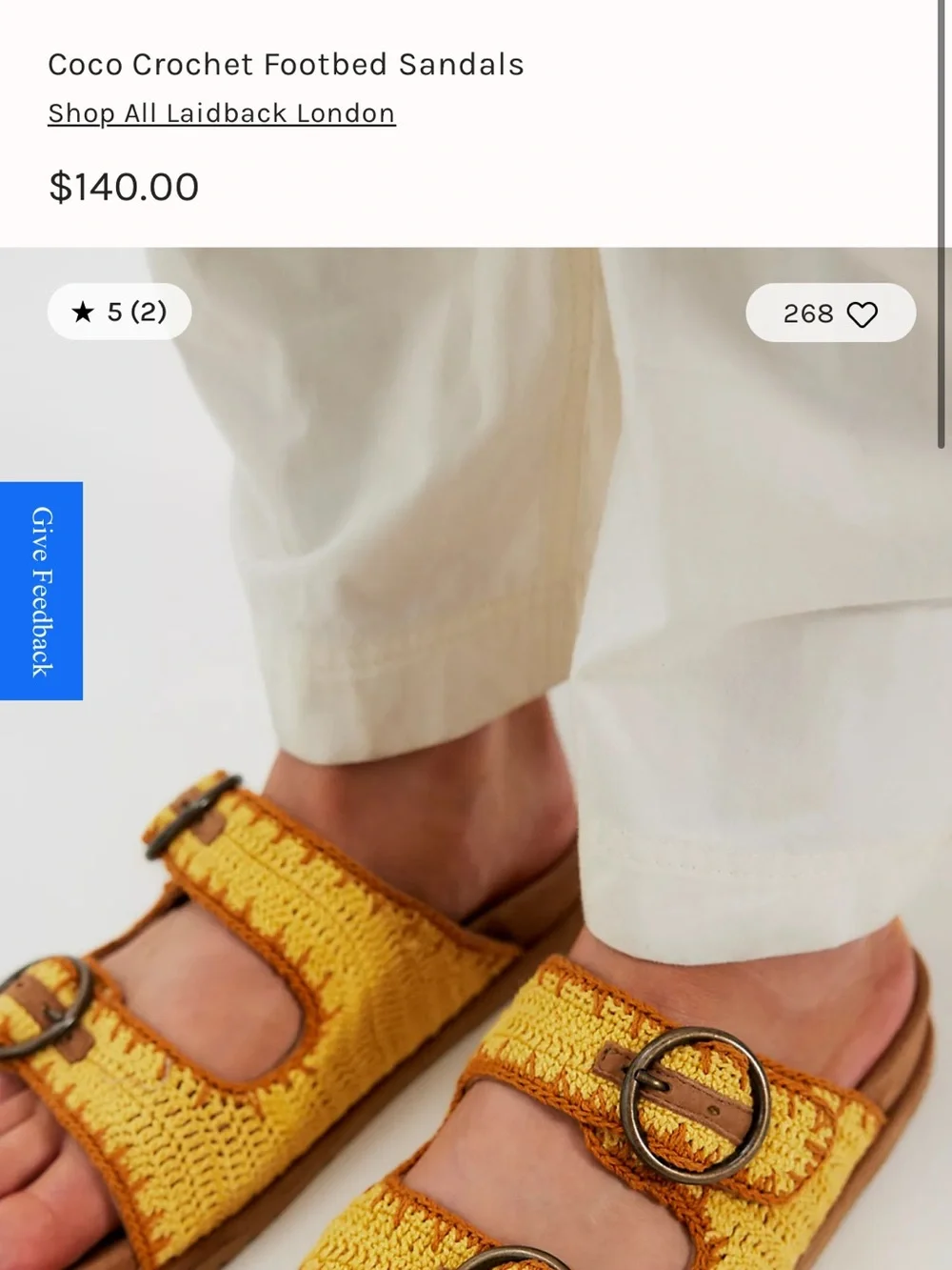 Laidback London Coco Crochet Footbed Sandals - Yellow - Picture 1 of 4